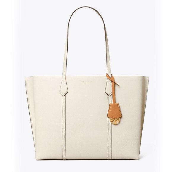 Tory Burch Perry Large Leather Tote – New Ivory - Picture 1 of 7